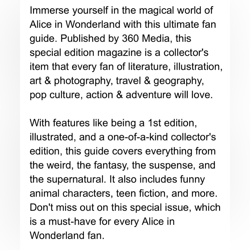 Alice in Wonderland The Ultimate Fan Guide Booklet/Magazine 8x10size - Picture 9 of 9